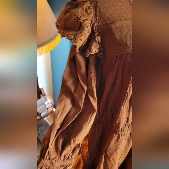 Plus Size 2x Burnt Orange Peasant Dress - Picture 3 of 7